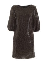 Abito nero con stampa camouflage e paillettes