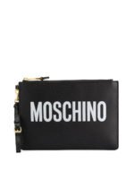 Pochette in pelle con logo nera