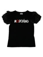 T-shirt a maniche corte in tulle glitterato