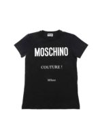 T-shirt nera con stampa logo bianca