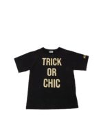 T-shirt nera Trick Or Chic con paillettes oro
