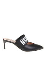 Sabot in pelle con fascia logo lettering