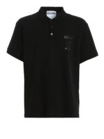 Polo nera con stampa logo tono su tono