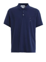 Polo blu con stampa logo tono su tono