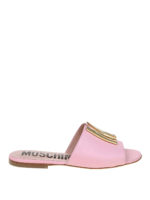 Sandali in pelle con logo in metallo