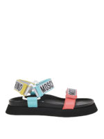 Sandali in pelle liscia e tessuto