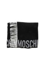 Sciarpa nera logata con cappuccio