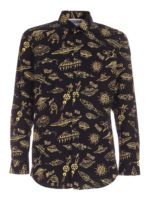 Camicia nera con stampa a contrasto