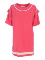 Abito corto rosa con dettagli a contrasto