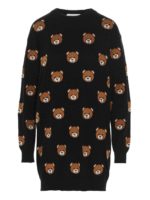 Vestito corto all-over Teddy Bear nero