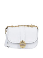 Borsa a spalla bianca con fibbia logo