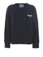 Felpa girocollo in cotone con logo floccato