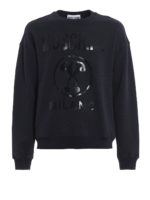 Felpa in cotone nero con stampa logo