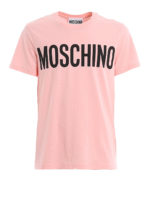 T-shirt rosa con stampa logo a contrasto