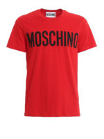 T-shirt rossa con stampa logo a contrasto