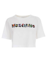 T-shirt cropped con ricamo logo