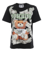 T-shirt nera con stampa Dollar Teddy Bear