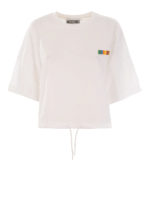 T-shirt con logo multicolor e coulisse