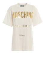 T-shirt oversize con logo laminato color oro