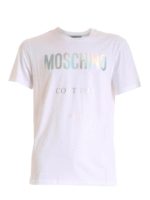 T-shirt bianca con logo argentato