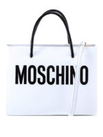 Shopper in pelle con logo a contrasto