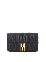 Portafoglio nero in pelle matelasse con logo