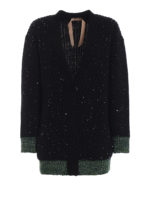 Cardigan over in lana con paillettes