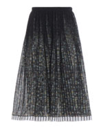 Gonna plissettata nera con fiori dipinti