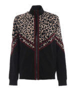Felpa con zip in viscosa leopard