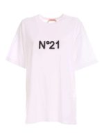 T-shirt bianca con logo strass