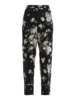 Pantaloni larghi in seta a fiori