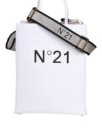 Shopper in ecopelle con logo bianca