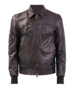 Giacca in pelle con polsi in maglia