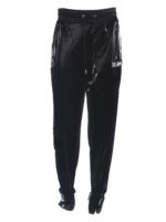 Pantalone effetto vinile con cinturini