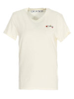 T-shirt in cotone con ricamo logo floreale