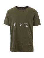 T-shirt verde militare con macchie di colore