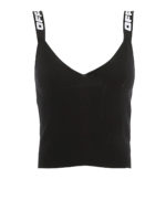 Top nero in maglia a costine