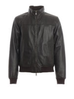 Blouson En Cuir - Marron Fonce