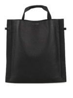 Shopper piatta Iris in pelle a grana nera