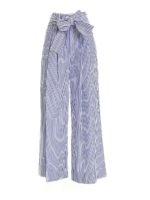 Pantalone vita alta a righe bianco e blu