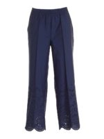 Pantalone con dettagli in sangallo blu