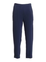 Pantalone in cady blu con risvolto