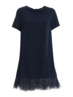 Abito Panters blu notte con bordo di piume