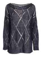 Pullover girocollo traforato blu