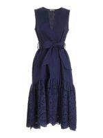 Abito blu con balza in sangallo