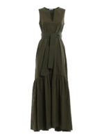 Abito maxi in popeline con cintura