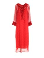 Abito lungo rosso a pois