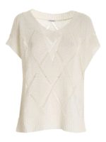 Pullover traforato color avorio