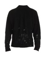 Pullover Distressed Flames nero