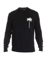 Pullover nero con palme bianche
